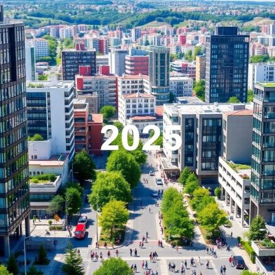 Peisaj urban vibrant din România, simbol al investițiilor.